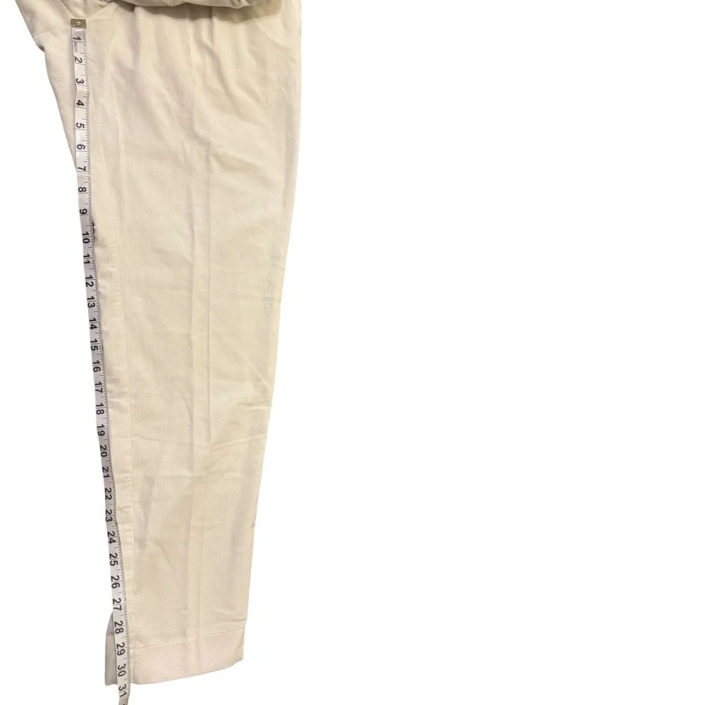 Polo Ralph Lauren Mens Cream Corduroy Pleated Pants 35x30 Straight Leg Portugal